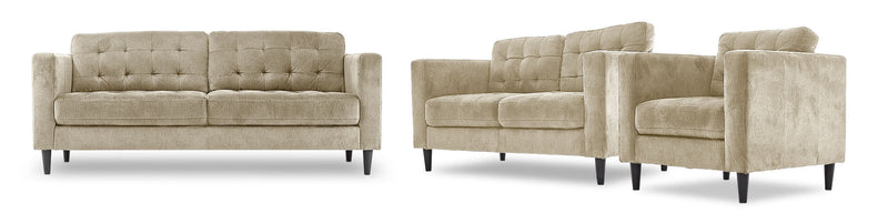 Julianstown Sofa, Loveseat and Chair Set - Taupe