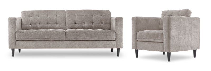 Julianstown Sofa and Chair Set - Light Grey
