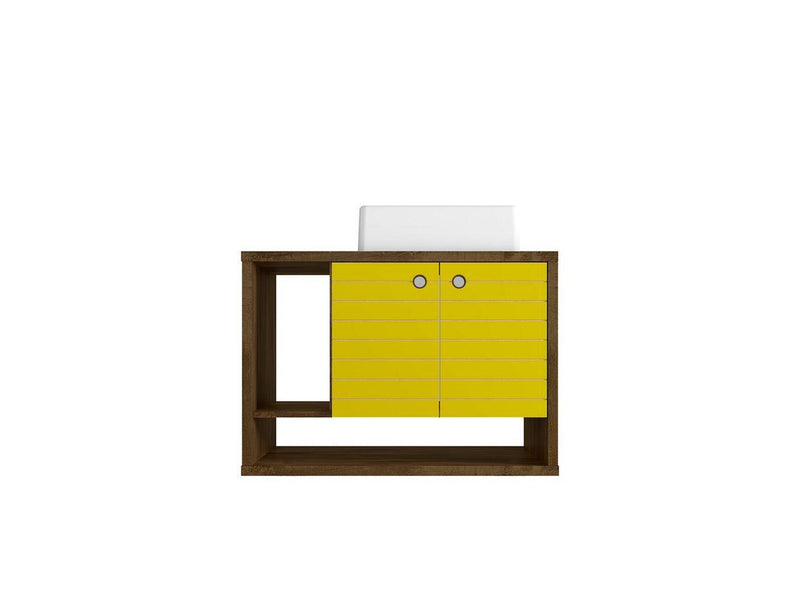 Lekedi 31.5" Floating Bathroom Vanity Sink - Rustic Brown/Yellow