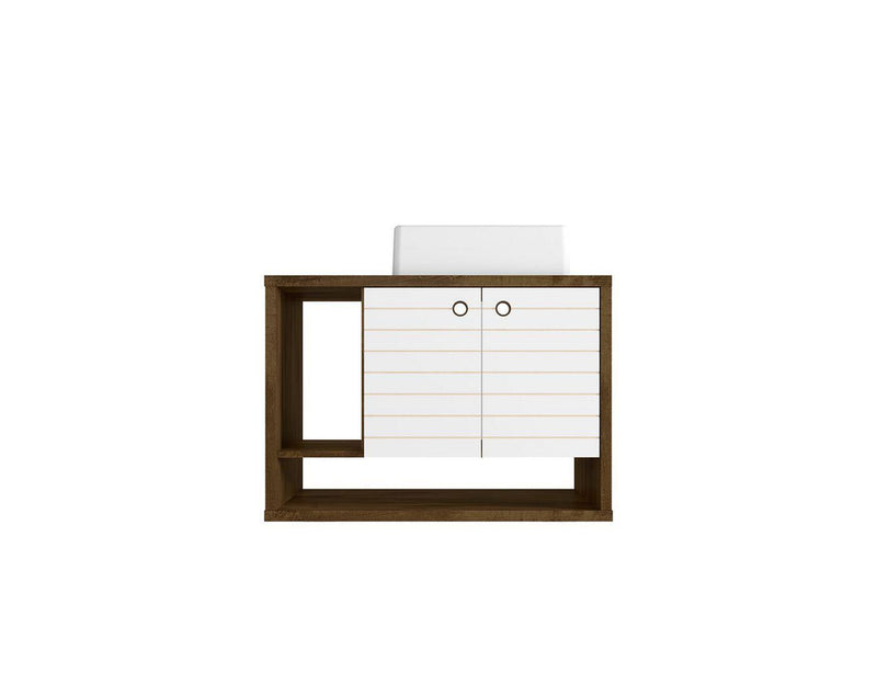 Lekedi 31.5" Floating Bathroom Vanity Sink - Rustic Brown/White