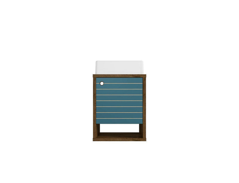 Lekedi 18" Floating Bathroom Vanity Sink - Rustic Brown/Aqua Blue