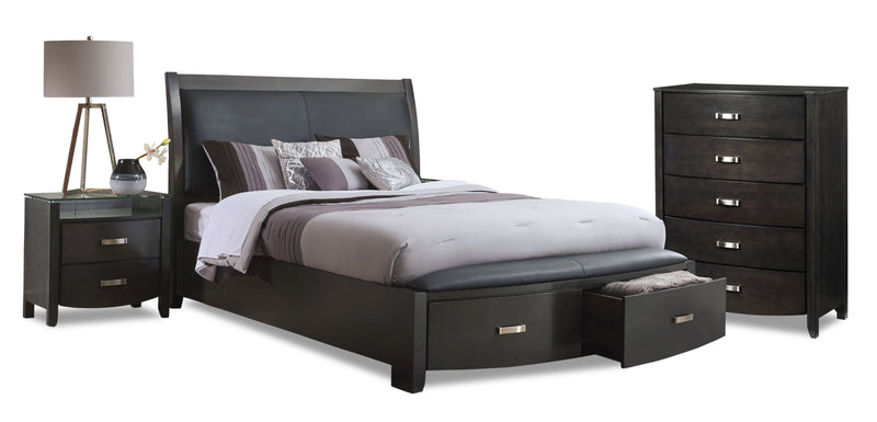 Chamois 5-Piece Queen Bedroom Set - Charcoal