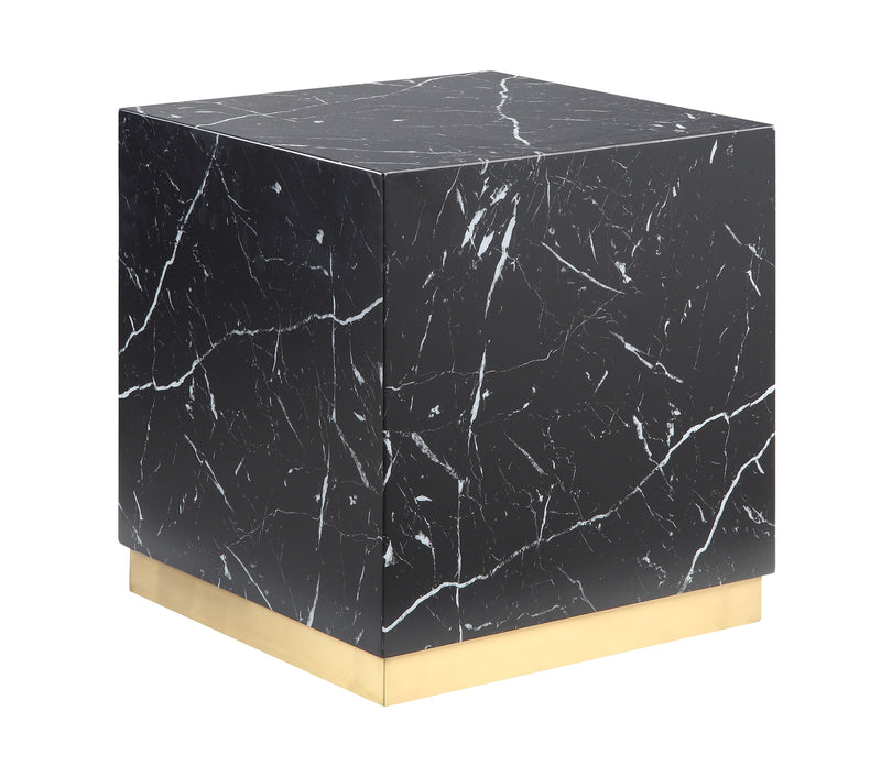 Yvonne End Table - Black Marble/Gold