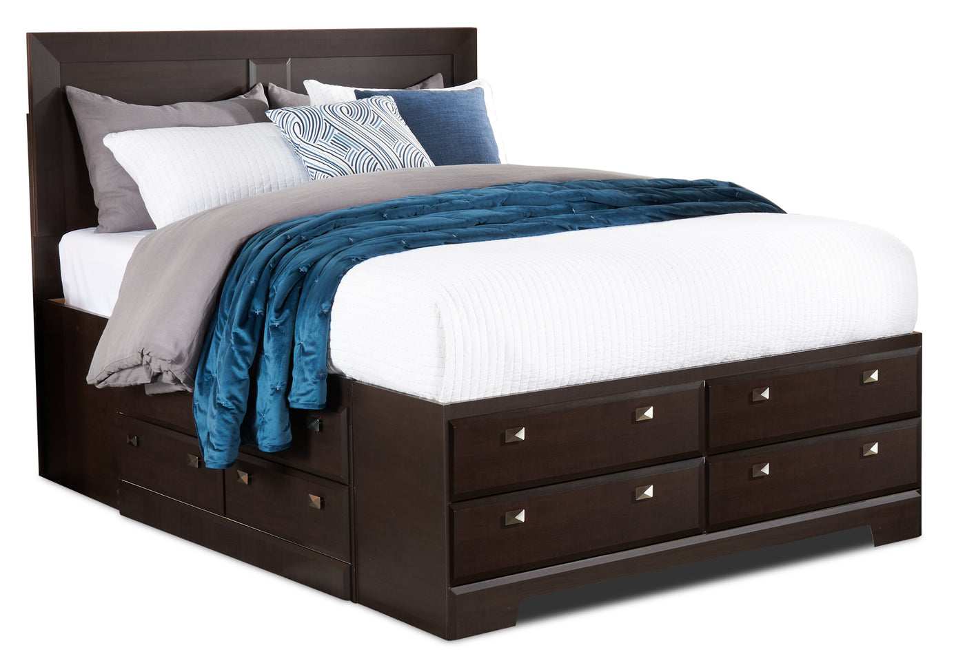 Dark wood storage bed discount