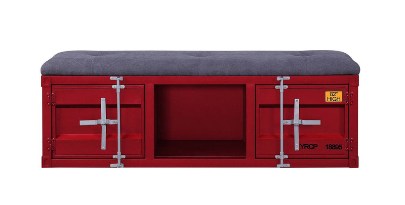 Konto Industrial Storage Bench - Red/Grey