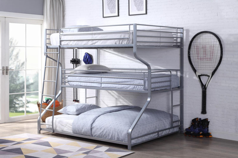 Tripley III - Twin/Full/Queen Bunk Bed - Silver