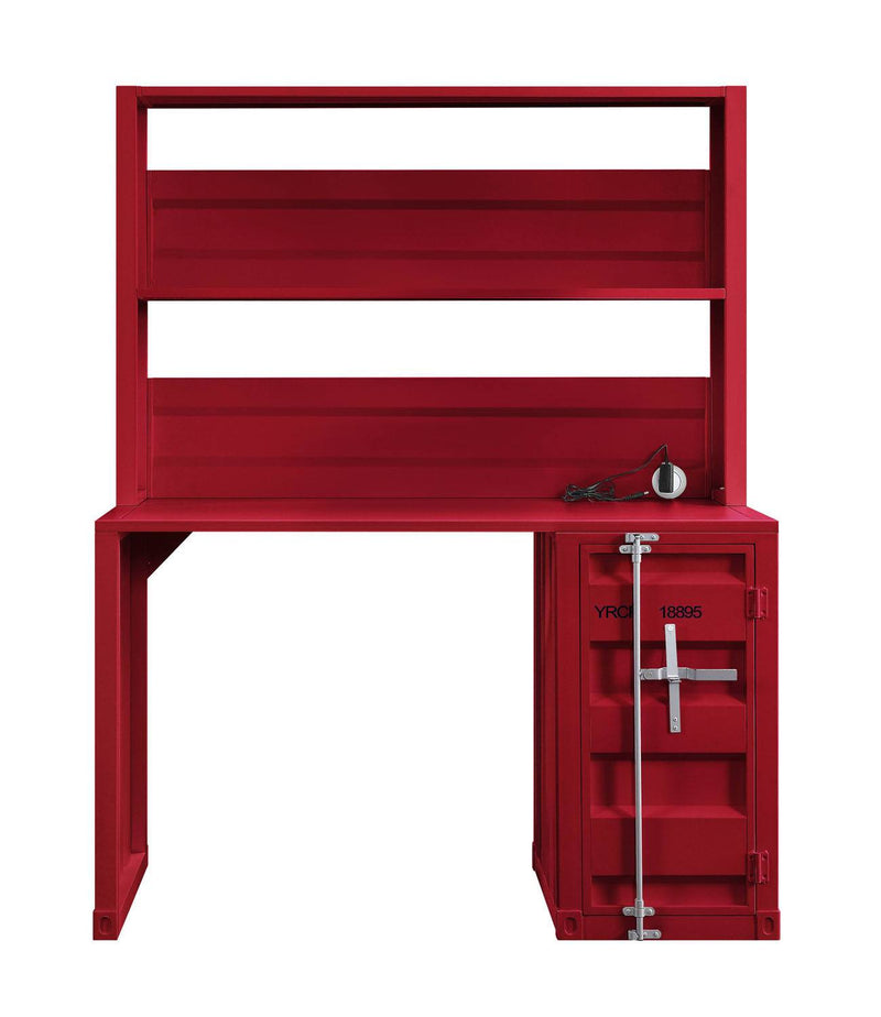 Konto Industrial Desk and Hutch - Red