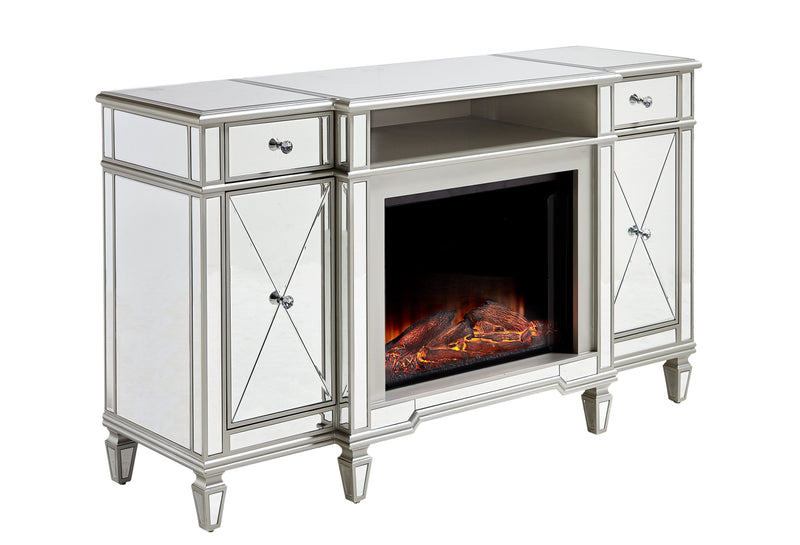 Safa 59" Fireplace TV Stand - Mirrored Glass