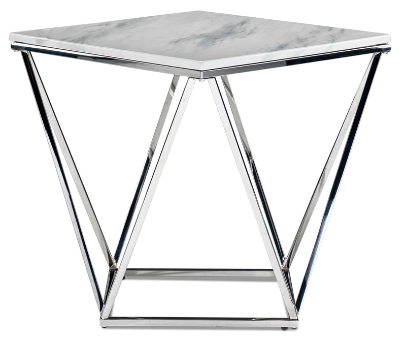 Raleigh End Table - White/Chrome