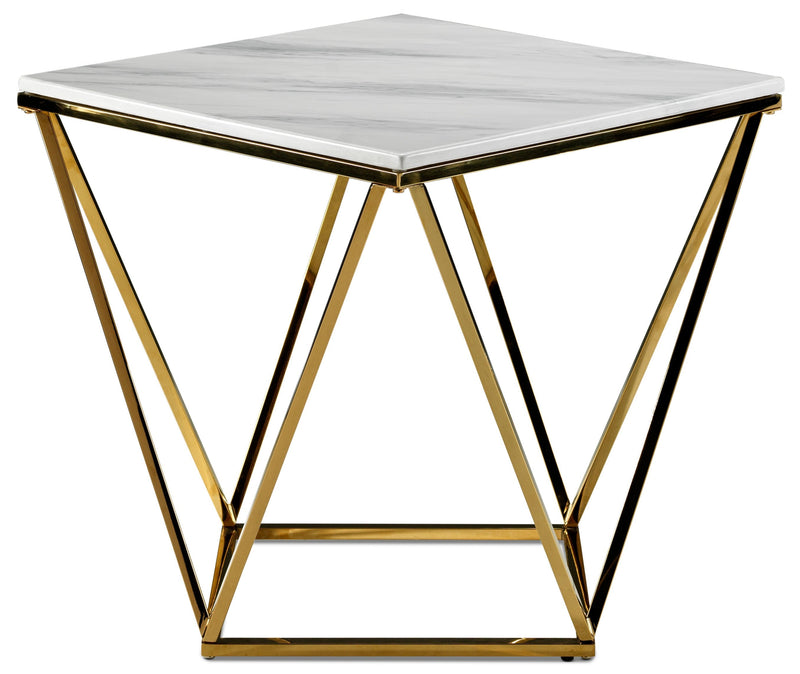 Raleigh End Table - White/Gold