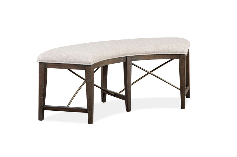 Wanita Curved Bench with Upholstered Seat - Brown