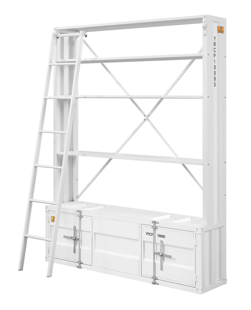 Konto Industrial Ladder Bookcase - White