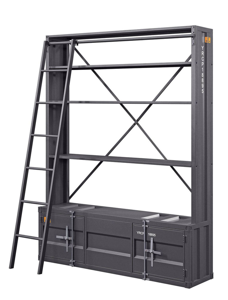 Konto Industrial Ladder Bookcase - Gunmetal Grey