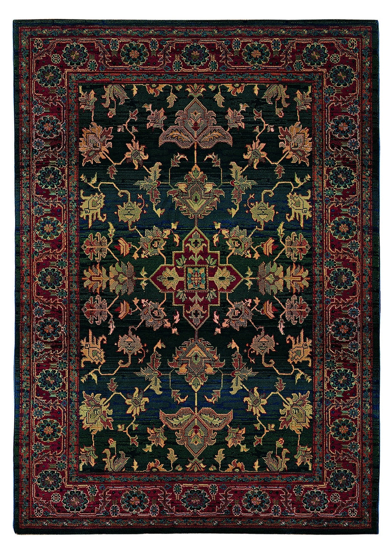 Alexandria Blue/Red Oriental Area Rug (5'3" x 7'6")