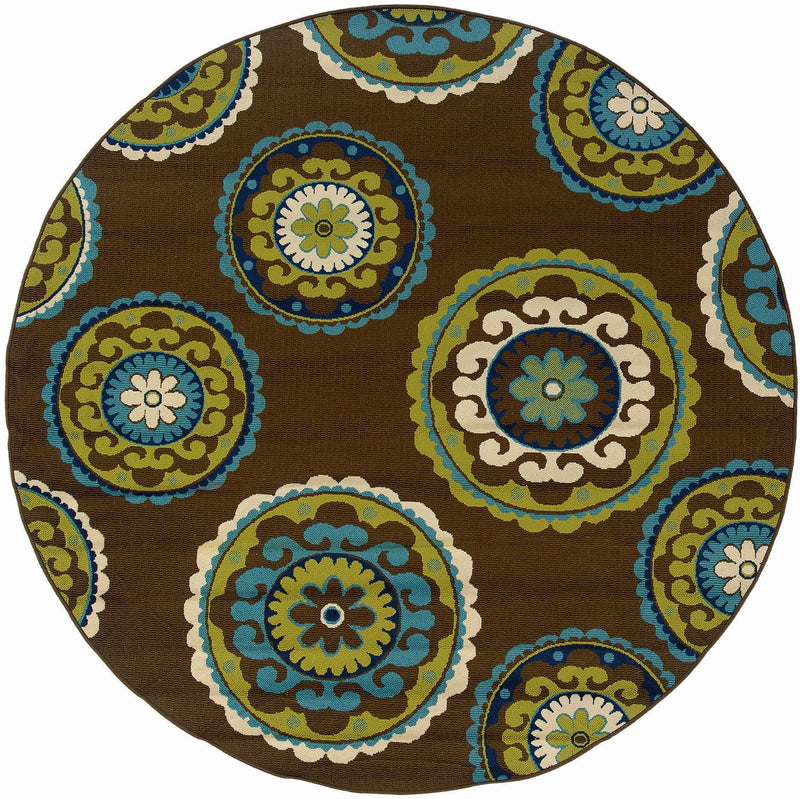 Lagoon Brown Medallion Area Rug (7'10" Round)