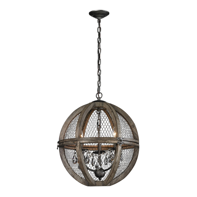 Renaissance Invention Wood And Wire Chandelier (Small)