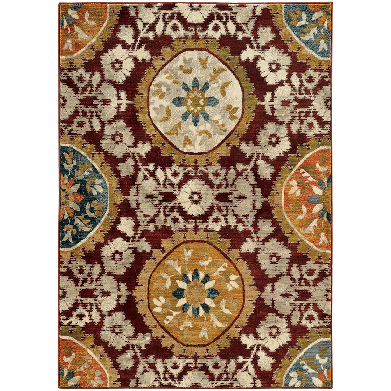 Tempe Medallion Red Area Rug (5'3" x 7'6")
