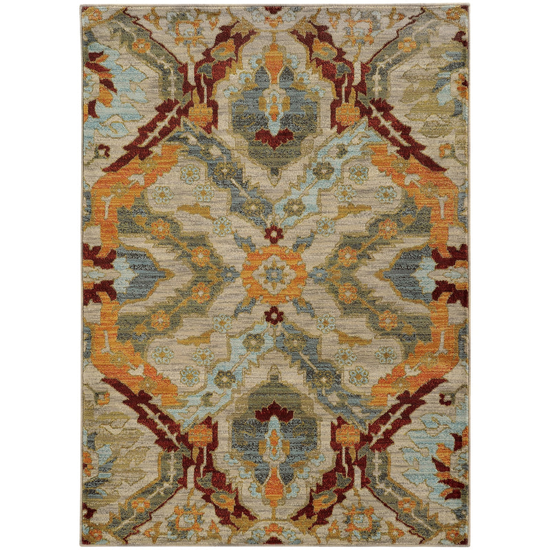 Tempe Tribal Beige Area Rug (5'3" x 7'6")