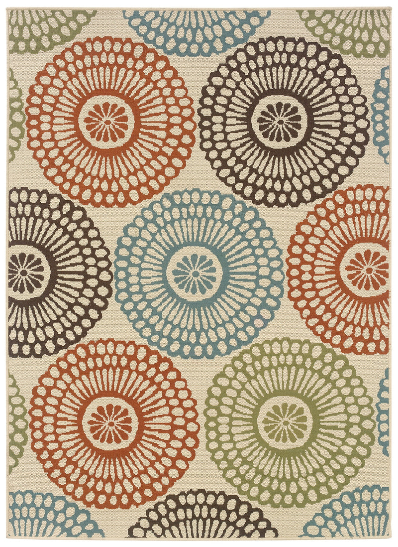 Castle 697J6 Floral Indoor/Outdoor Area Rug (5'3" x 7'6")