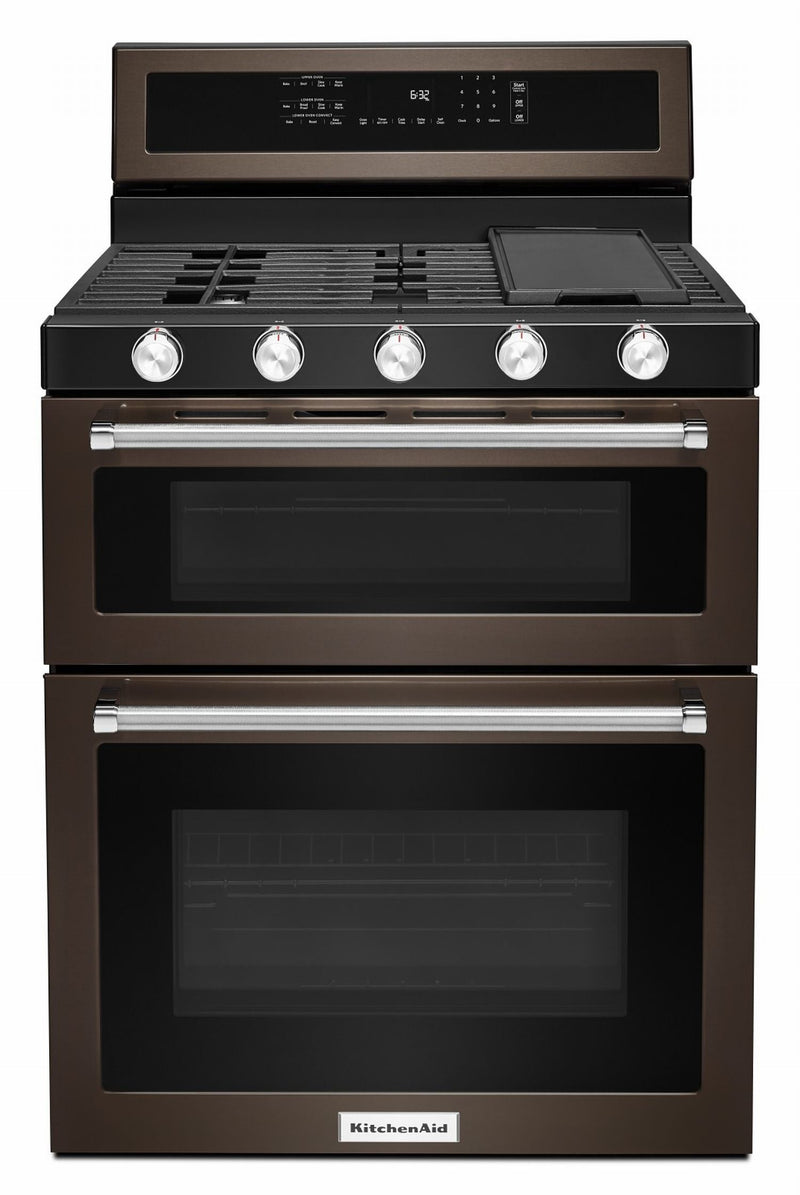 KitchenAid® Black Stainless Double Oven Gas Range (6.0 Cu. Ft.) - KFGD500EBS