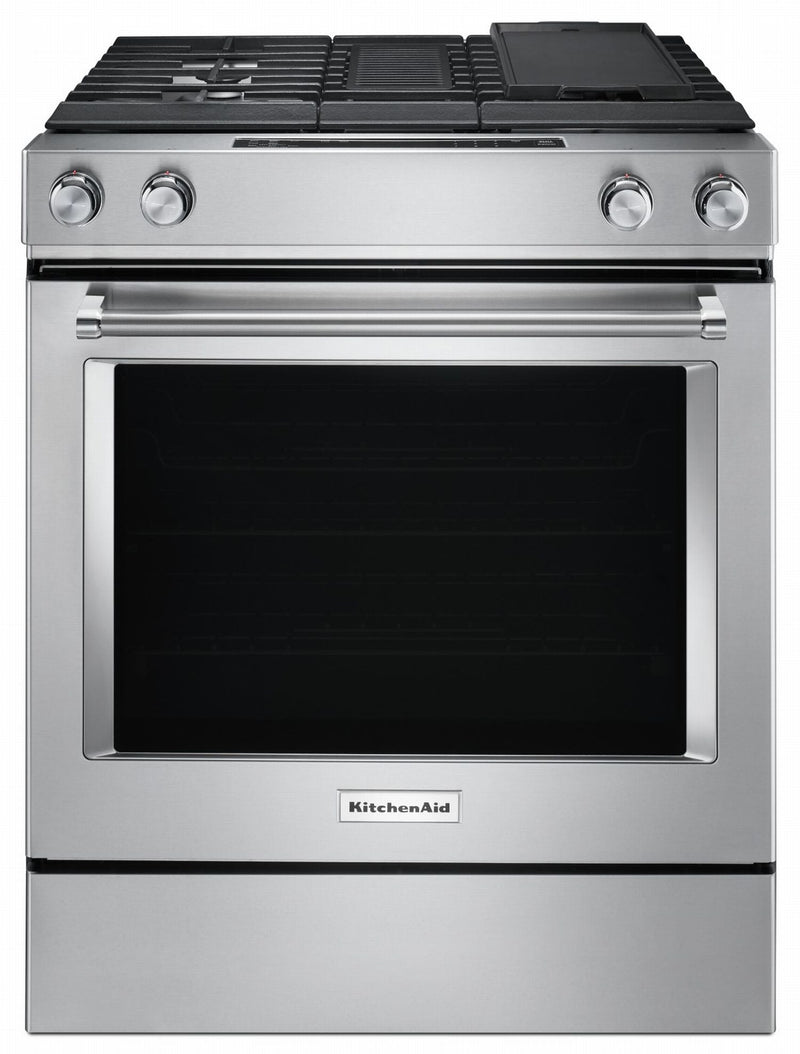 KitchenAid Stainless Steel Downdraft Dual Fuel Range (6.4 Cu.Ft.) - KSDG950ESS