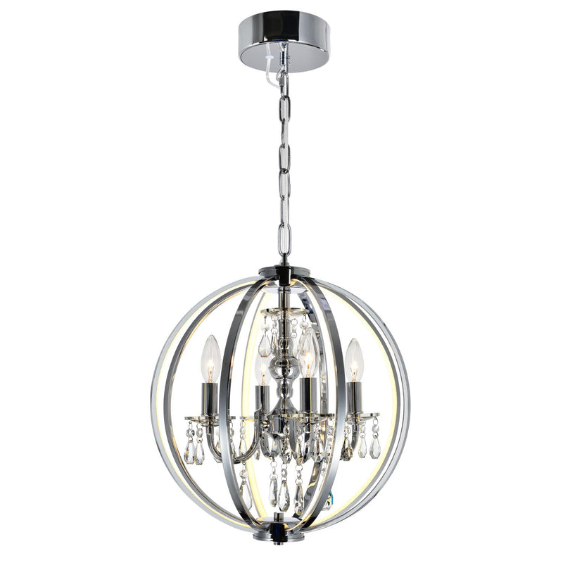 Bird Cage-Four Light Chandelier In A Caged Pendant