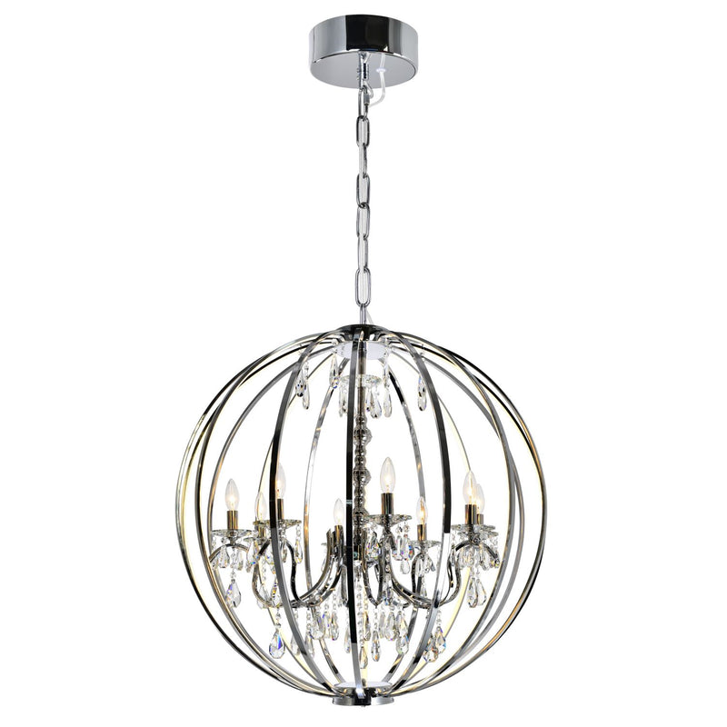 Bird Cage-Eight Light Chandelier In A Caged Pendant