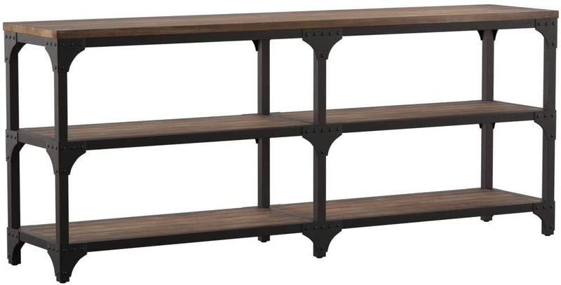 Flater Wide Console Table - Weathered Oak