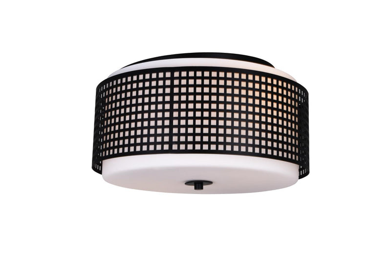 Checkered 2 Light Flush Mount - Black