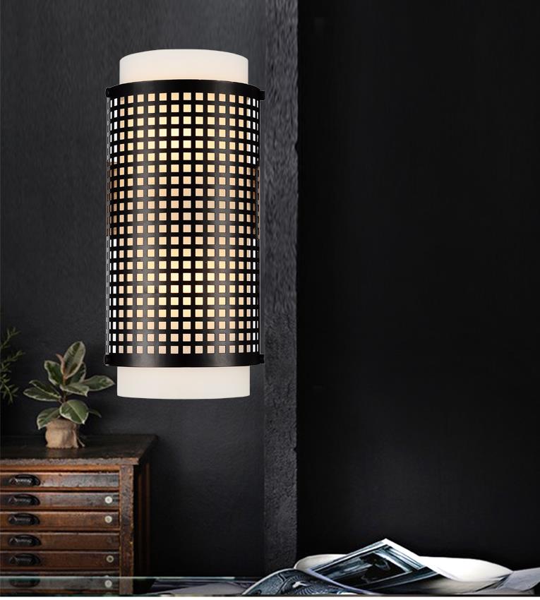 Checkered 2 Light Wall Sconce - Black