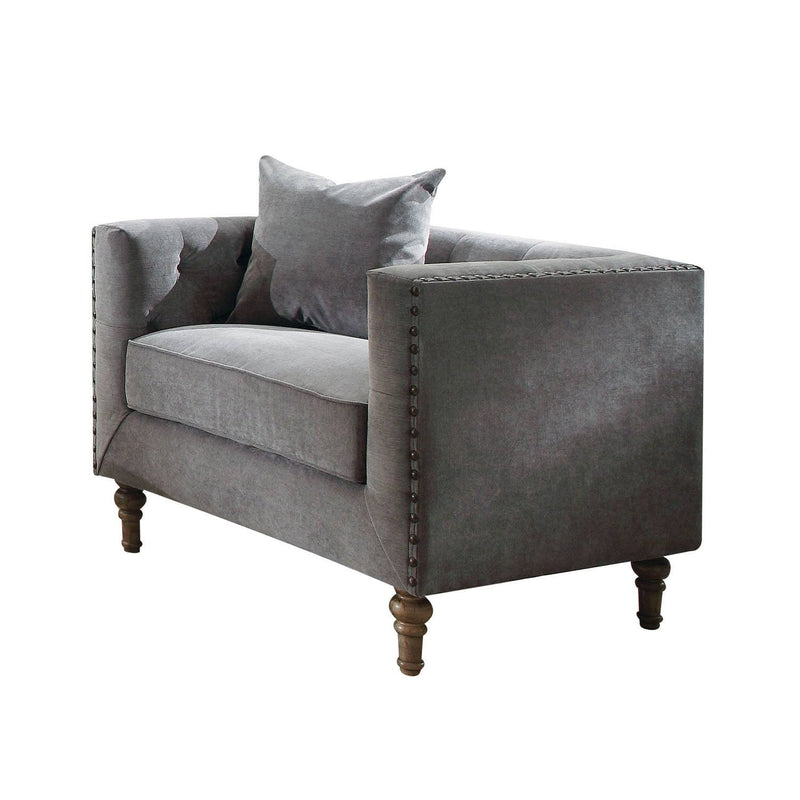 Nihei Velvet Accent Chair - Grey