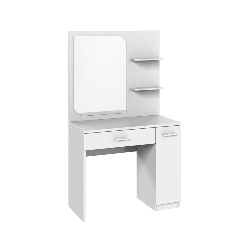 Kobuleti 36" Vanity with Mirror with Shelves - White