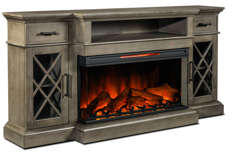 Ajiz Fireplace TV Stand - Weathered Grey
