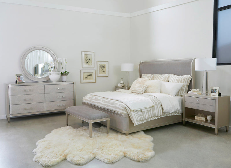Viscount 6-Piece Upholstered King Bedroom Set - Silver Grey