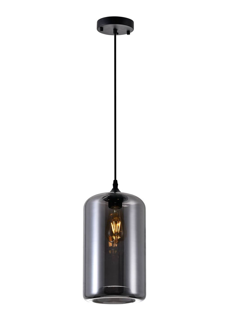 Glass 1 Light Pendant Light -Smoke