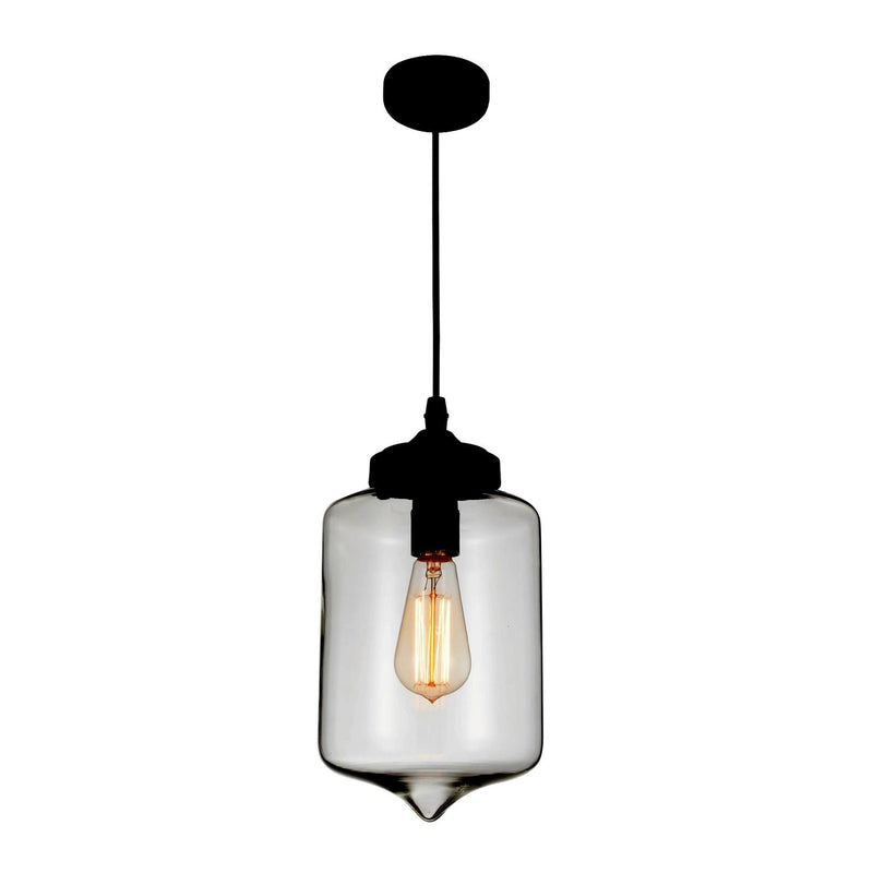 Glass 1-Light Pendant Light - Smoke