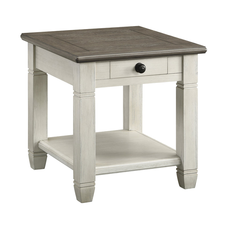 Danelaw End Table - Antique White/Brown
