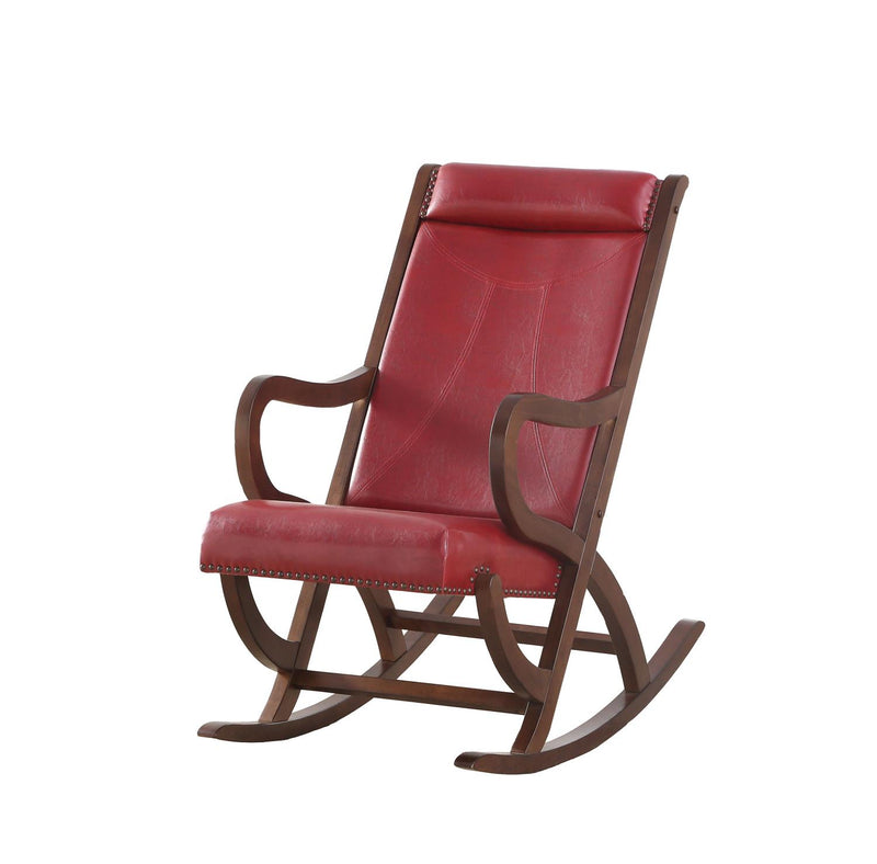 Arthur Rocking Chair - Burgundy/Walnut