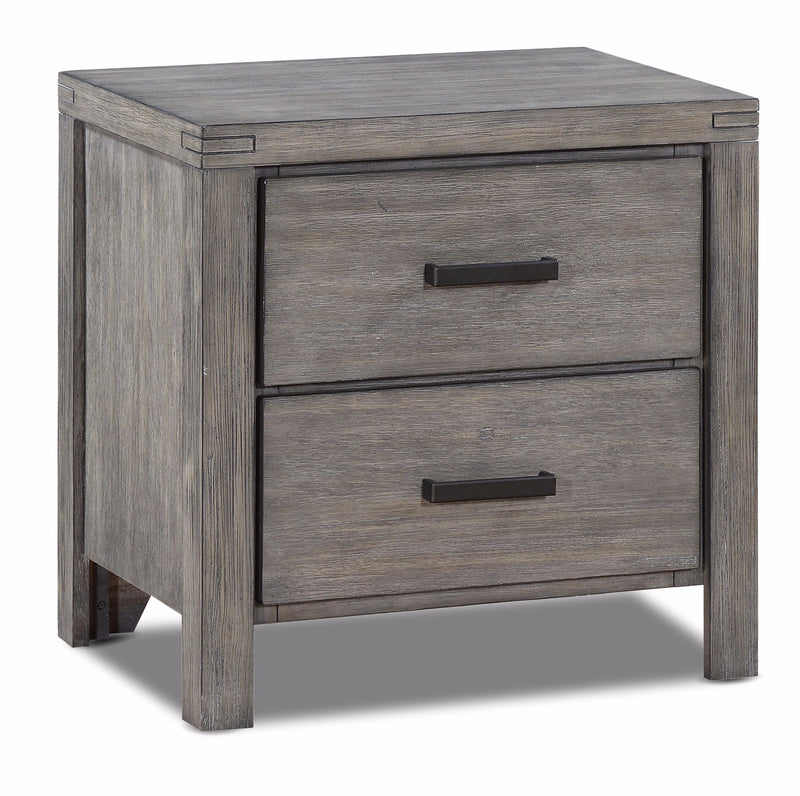 Conrad Night Table - Wire-Brushed Grey