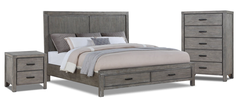 Conrad 5-Piece King Bedroom Set - Wire-Brushed Grey