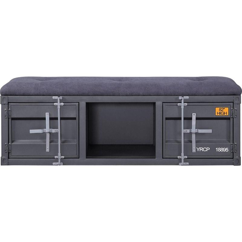 Konto Industrial Storage Bench - Gunmetal Grey/Grey