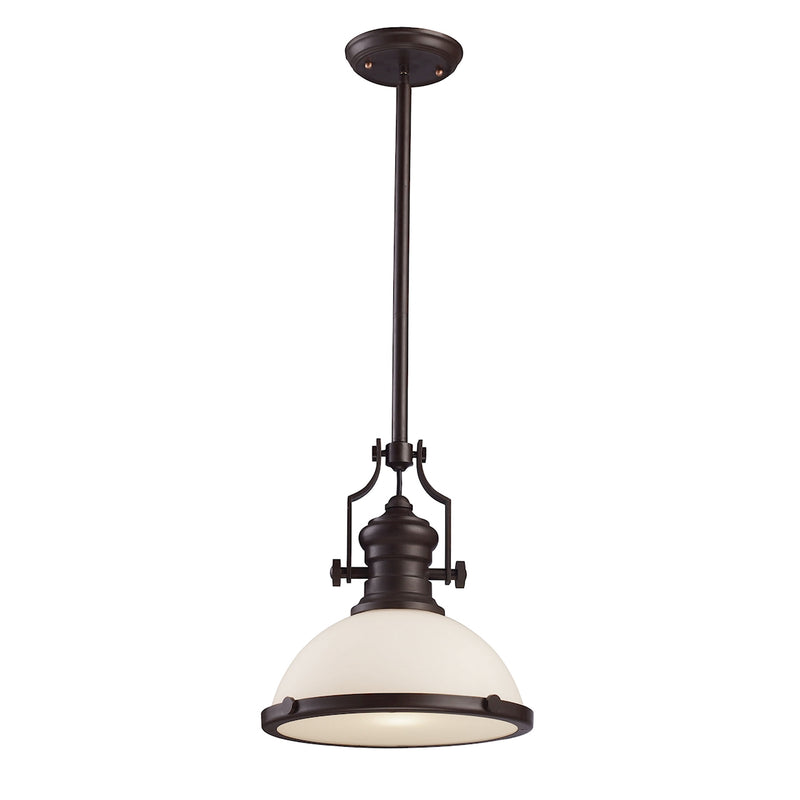 Herold III 1 Light Pendant - Oiled Bronze/Frosted Glass