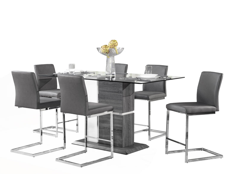 Virgil 7-Piece Counter-Height Dining Set - Grey/White