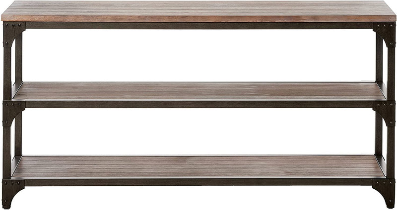 Flater Console Table - Weathered Oak and Antique Silver