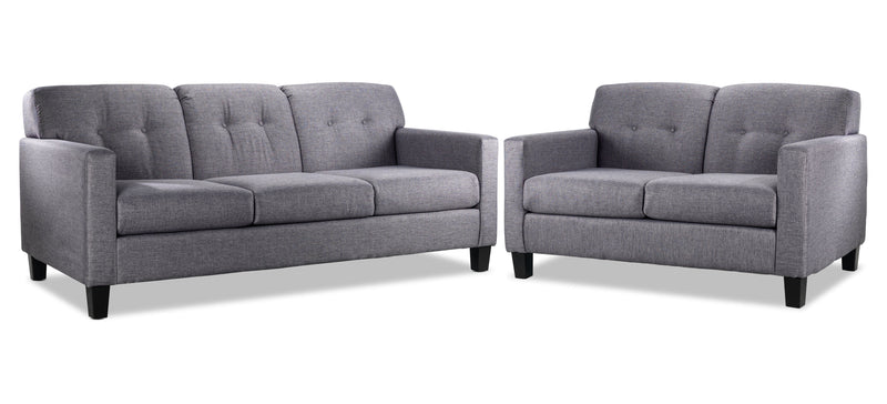 Tamworth Sofa and Loveseat Set - Grey