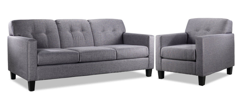 Tamworth Sofa and Chair Set - Grey