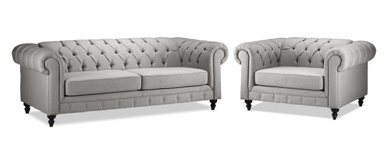 Stirling Sofa and Chair and a Half Set - Grey