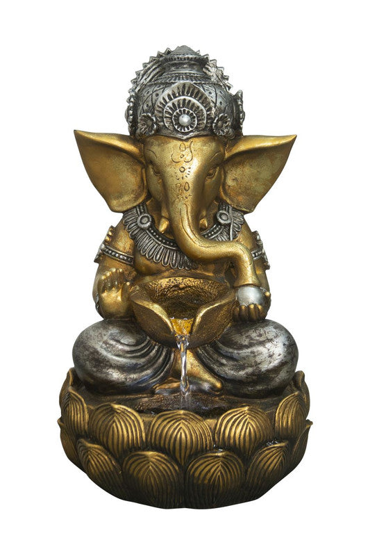 Lucky Ganesha Indoor/Outdoor Tabletop Fountain With White LED