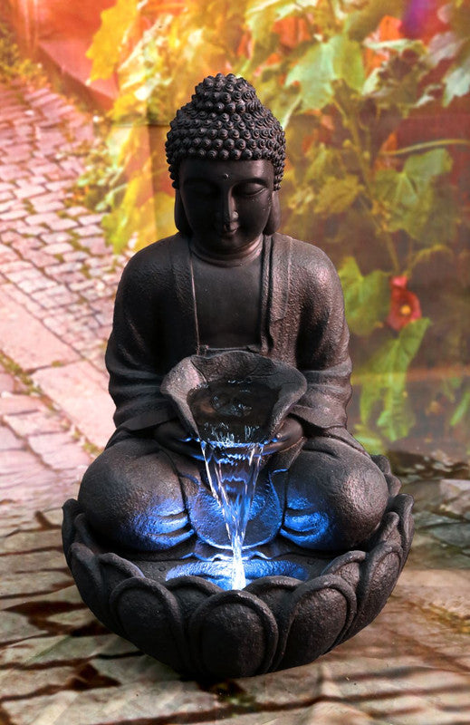 Tranquility Indoor/Outdoor Meditating Buddha Fountain With LED