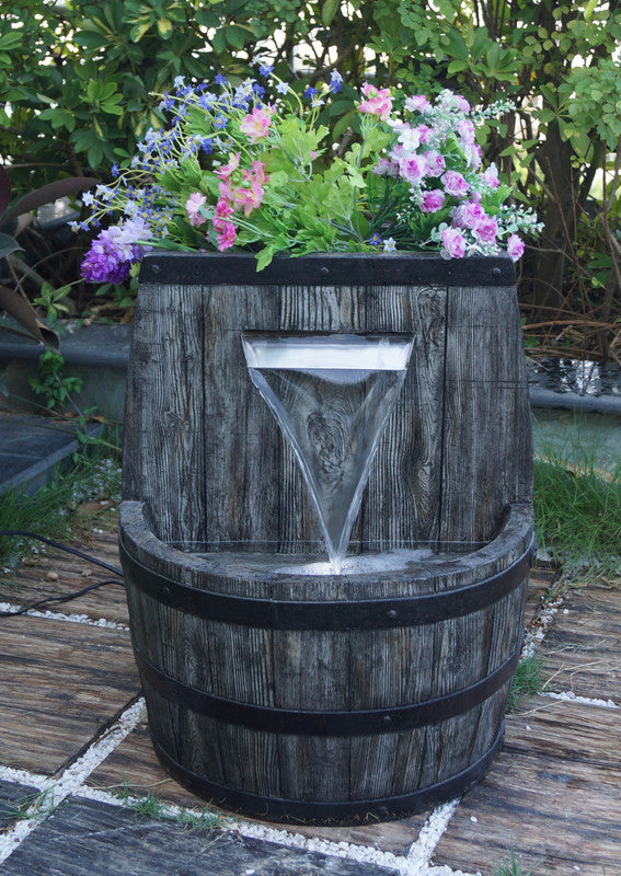 Pour Me Some Whiskey Barrel Fountain With Led